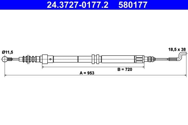 Cablu, frana de parcare ATE 24.3727-0177.2