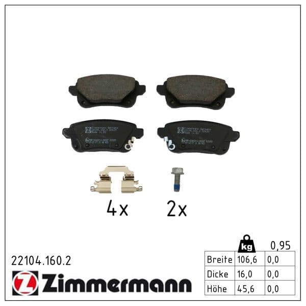 set placute frana,frana disc ZIMMERMANN 22104.160.2