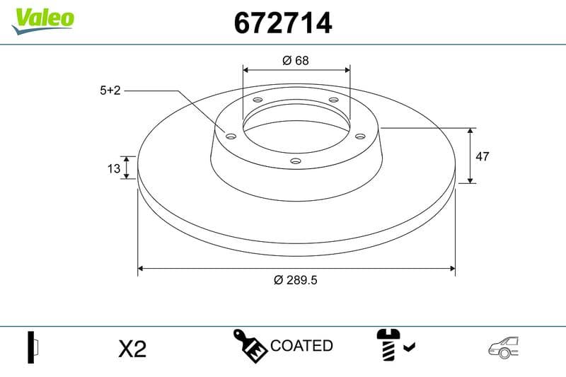 Disc frana VALEO COATED 672714