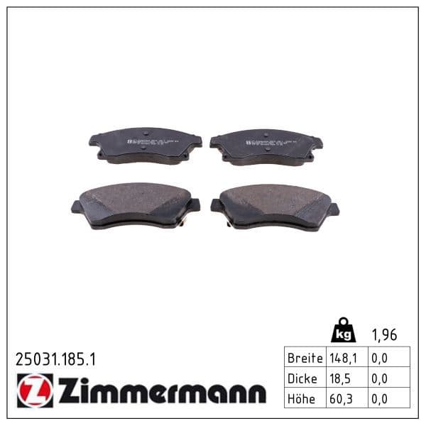 set placute frana,frana disc ZIMMERMANN 25031.185.1