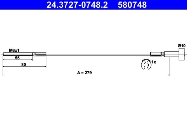 Cablu, frana de parcare ATE 24.3727-0748.2