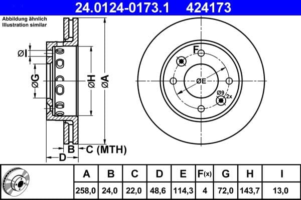 Disc frana ATE 24.0124-0173.1