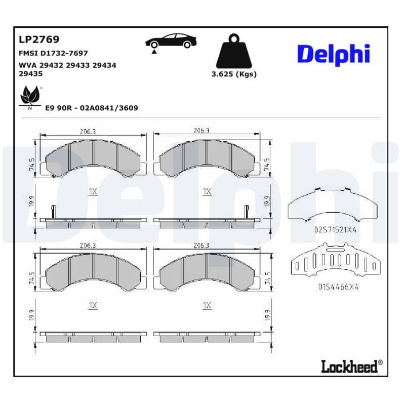 set placute frana,frana disc DELPHI LP2769