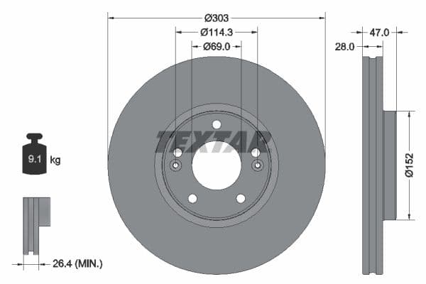 Disc frana TEXTAR PRO 92273303