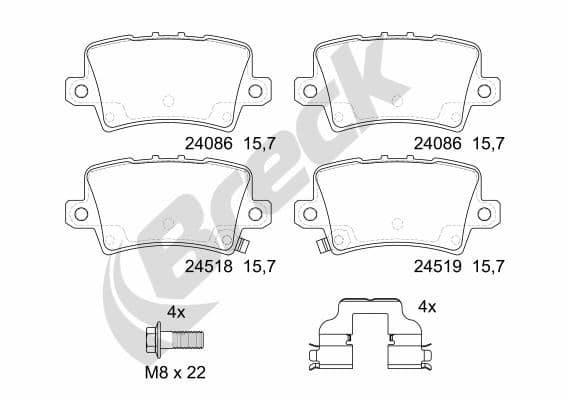 set placute frana,frana disc BRECK 24086 00 704 10