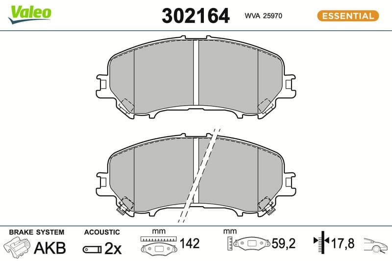 set placute frana,frana disc VALEO ESSENTIAL 302164