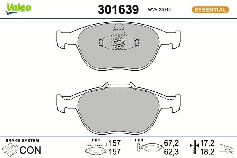 set placute frana,frana disc VALEO ESSENTIAL 301639
