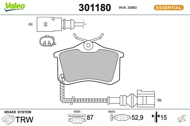 set placute frana,frana disc VALEO ESSENTIAL 301180