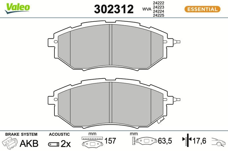 set placute frana,frana disc VALEO ESSENTIAL 302312