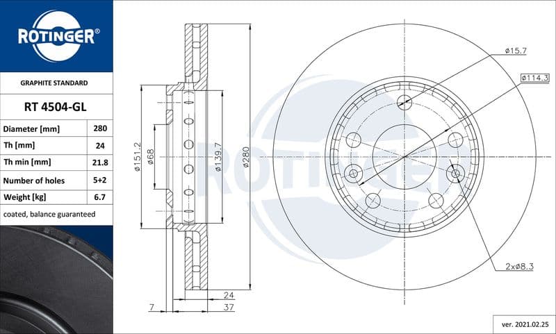 Disc frana ROTINGER GRAPHITE LINE RT 4504-GL