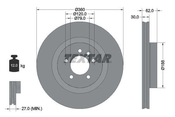 Disc frana TEXTAR PRO+ 92162005
