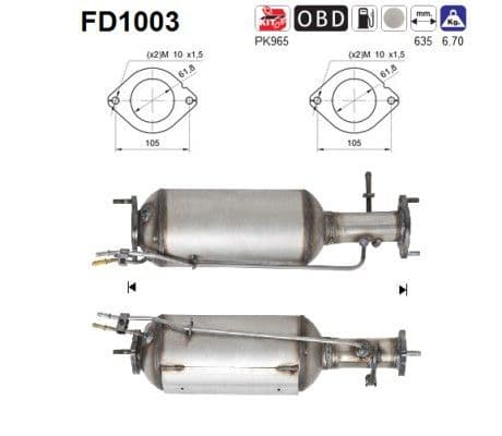 Filtru funingine/particule, sist.de esapament AS-PL FD1003