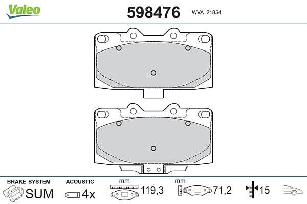set placute frana,frana disc VALEO 598476