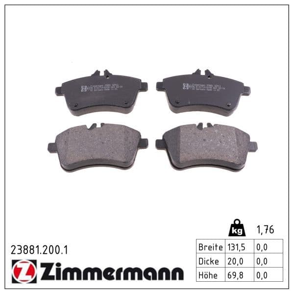 set placute frana,frana disc ZIMMERMANN 23881.200.1