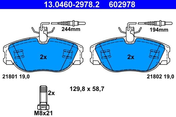 set placute frana,frana disc ATE 13.0460-2978.2