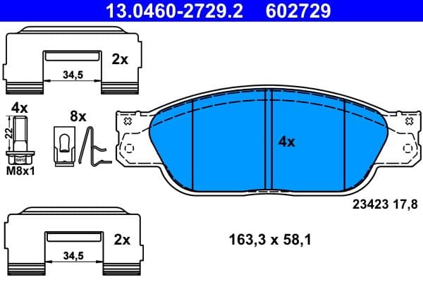 set placute frana,frana disc ATE 13.0460-2729.2