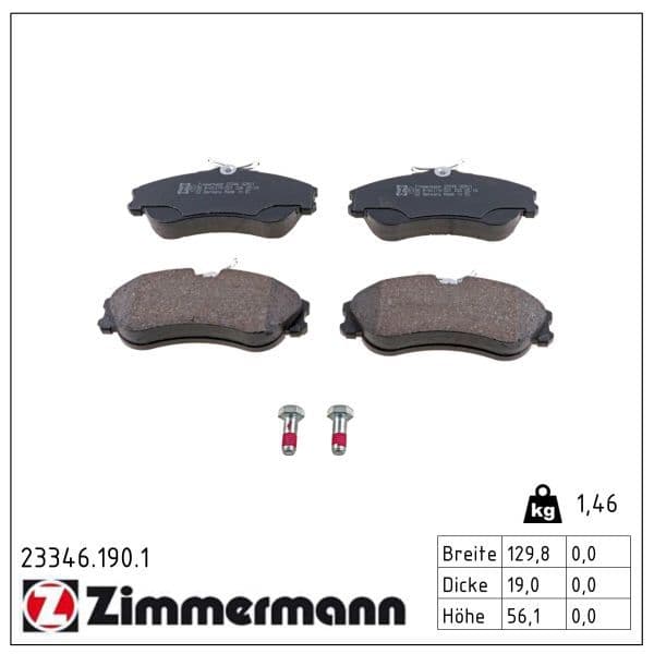set placute frana,frana disc ZIMMERMANN 23346.190.1