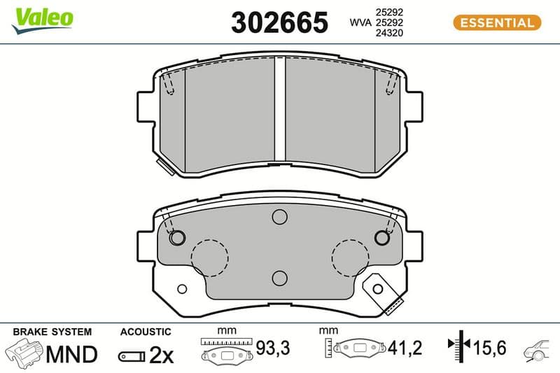 set placute frana,frana disc VALEO ESSENTIAL 302665