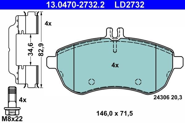 set placute frana,frana disc ATE Ceramic 13.0470-2732.2