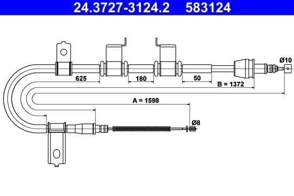 Cablu, frana de parcare ATE 24.3727-3124.2