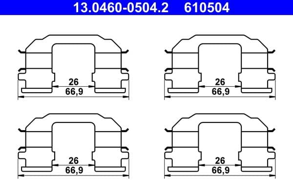 Set accesorii, placute frana ATE 13.0460-0504.2