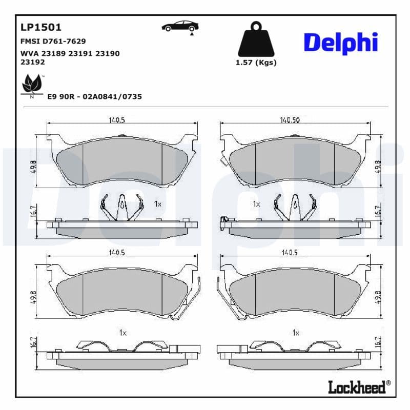 set placute frana,frana disc DELPHI LP1501