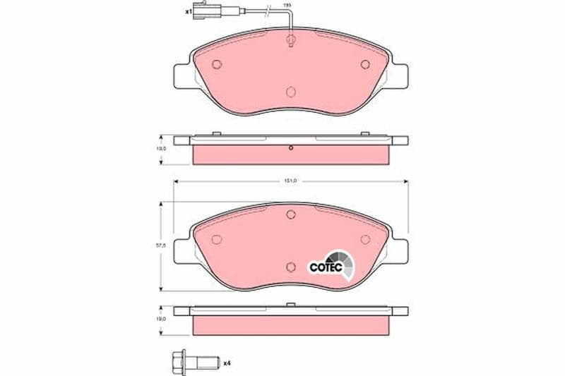set placute frana,frana disc TRW COTEC GDB1484