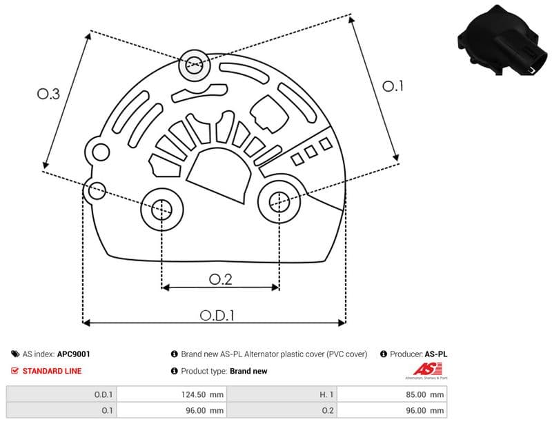 Capac protector, alternator AS-PL STANDARD APC9001