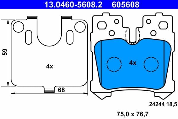 set placute frana,frana disc ATE 13.0460-5608.2