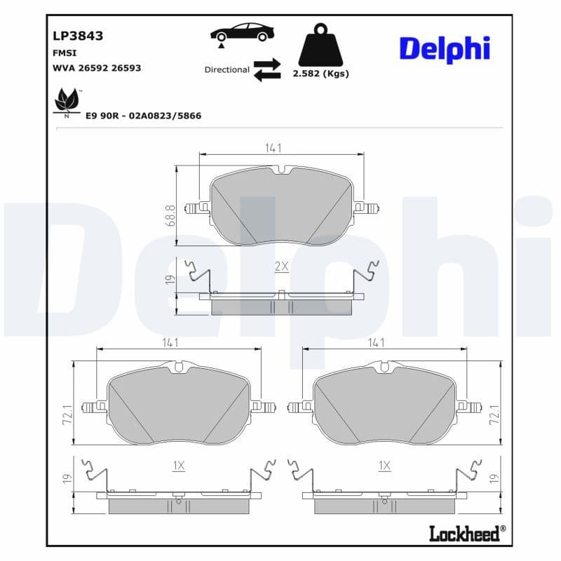 set placute frana,frana disc DELPHI LP3843