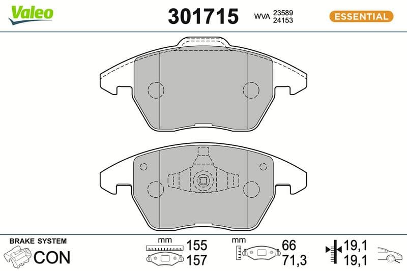 set placute frana,frana disc VALEO ESSENTIAL 301715
