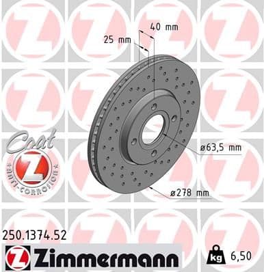 Disc frana ZIMMERMANN SPORT Z 250.1374.52