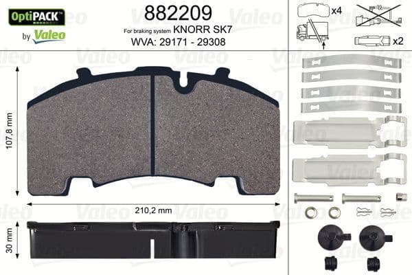 set placute frana,frana disc VALEO OPTIPACK 882209