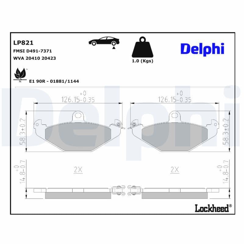 set placute frana,frana disc DELPHI LP821