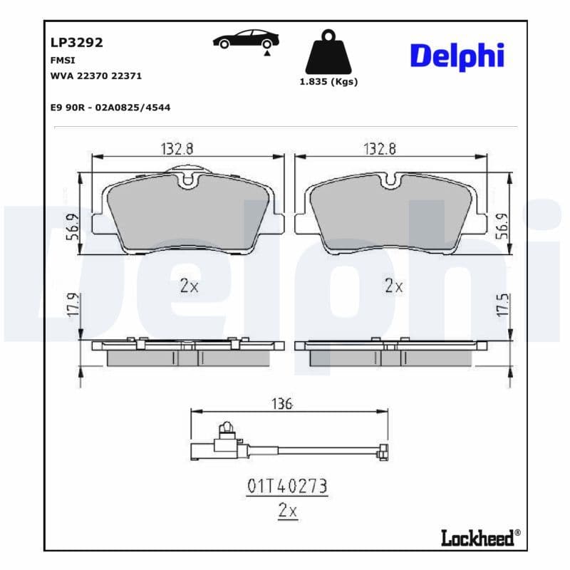 set placute frana,frana disc DELPHI LP3292