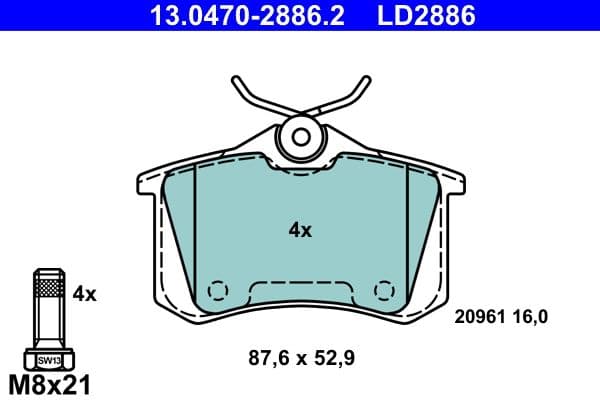 set placute frana,frana disc ATE Ceramic 13.0470-2886.2
