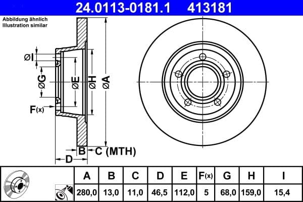 Disc frana ATE 24.0113-0181.1