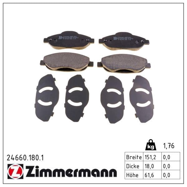 set placute frana,frana disc ZIMMERMANN 24660.180.1