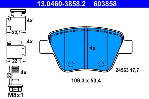 set placute frana,frana disc ATE 13.0460-3858.2