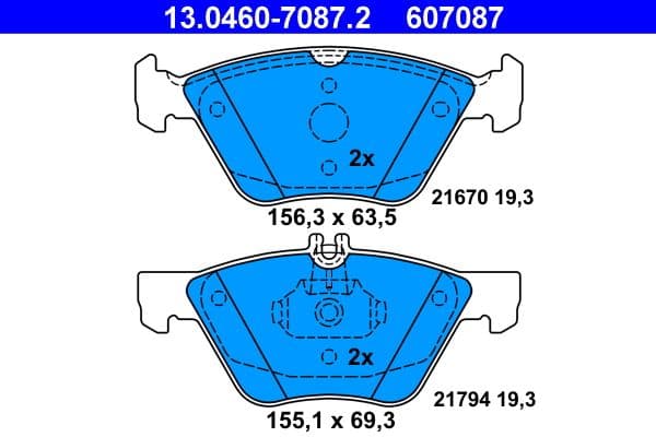 set placute frana,frana disc ATE 13.0460-7087.2