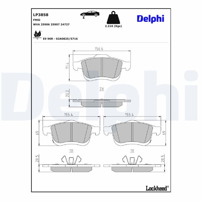 set placute frana,frana disc DELPHI LP3858