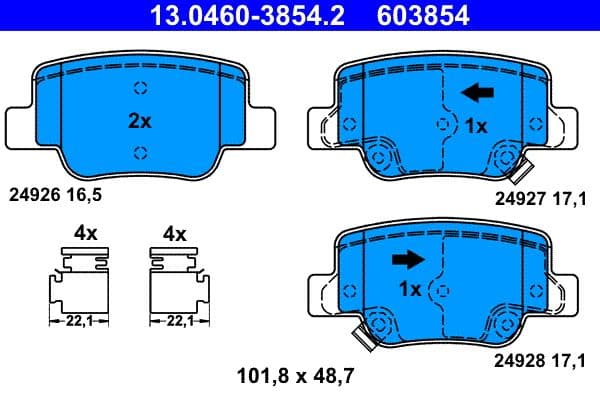 set placute frana,frana disc ATE 13.0460-3854.2