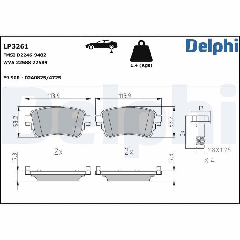 set placute frana,frana disc DELPHI LP3261
