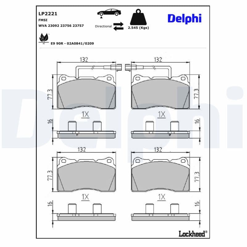 set placute frana,frana disc DELPHI LP2221