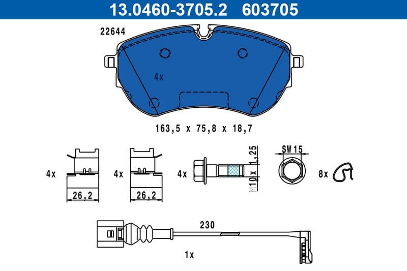 set placute frana,frana disc ATE 13.0460-3705.2