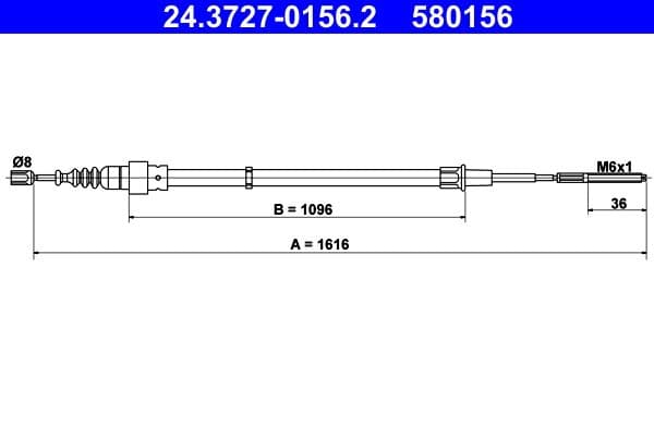 Cablu, frana de parcare ATE 24.3727-0156.2