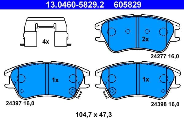 set placute frana,frana disc ATE 13.0460-5829.2