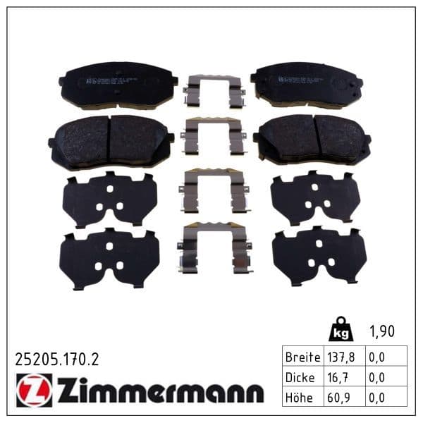 set placute frana,frana disc ZIMMERMANN 25205.170.2