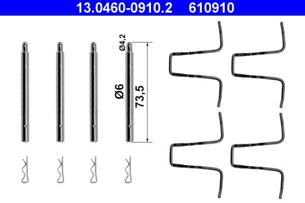 Set accesorii, placute frana ATE 13.0460-0910.2
