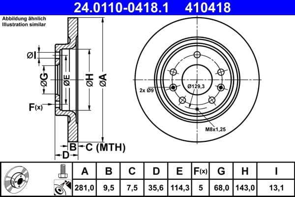 Disc frana ATE 24.0110-0418.1